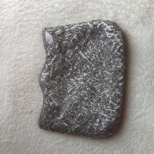 Grey Beaded Evening Purse
